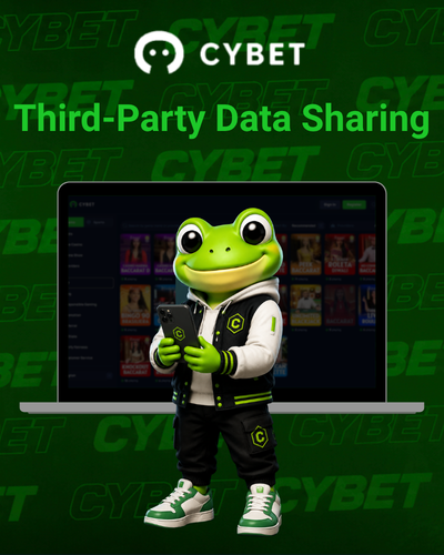 CYBET third-party data sharing on laptop with frog mascot